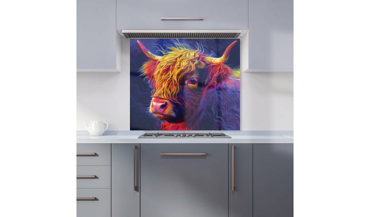 WRT Vibrant Cow Multicolour Kitchen Splashback - W900xH750mm