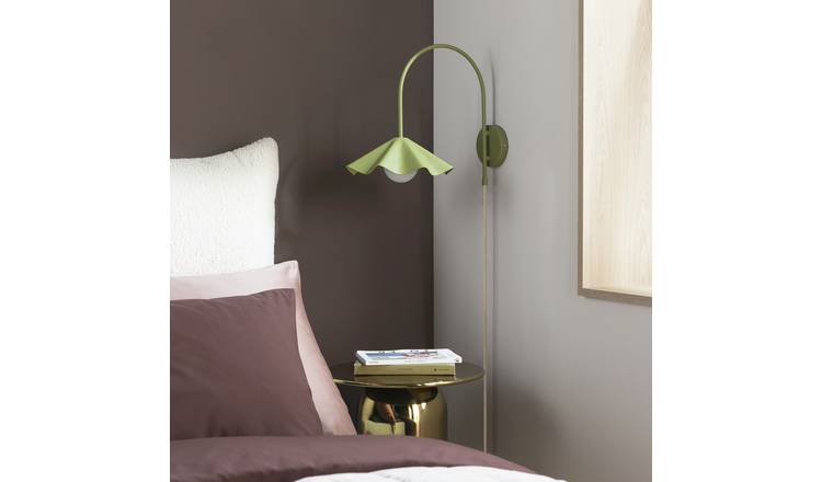 Habitat Yuno Pleat Metal Arch Wall Light - Olive