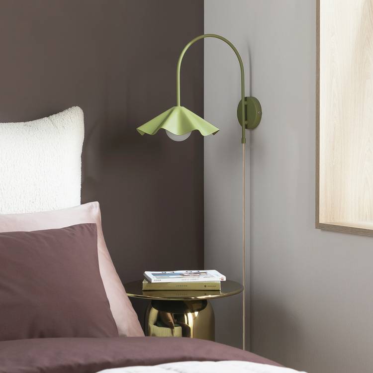 Habitat Yuno Pleat Metal Arch Wall Light - Olive 0
