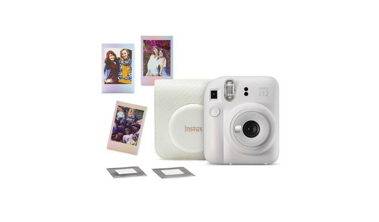instax Mini 12 Instant Camera Bundle - Clay White