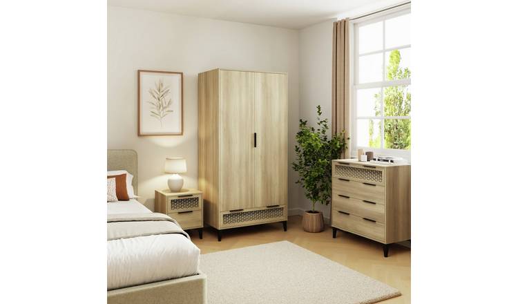 GFW Ezra 3 Piece 2 Door Wardrobe Set - Oak