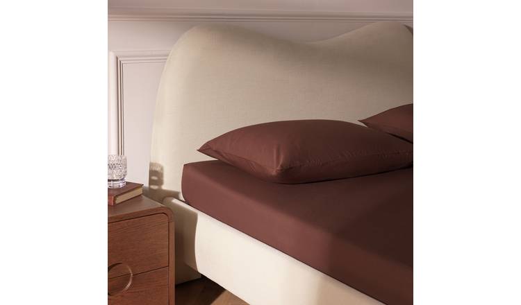 Habitat Cotton Rich Plain Chocolate Fitted Sheet - Double