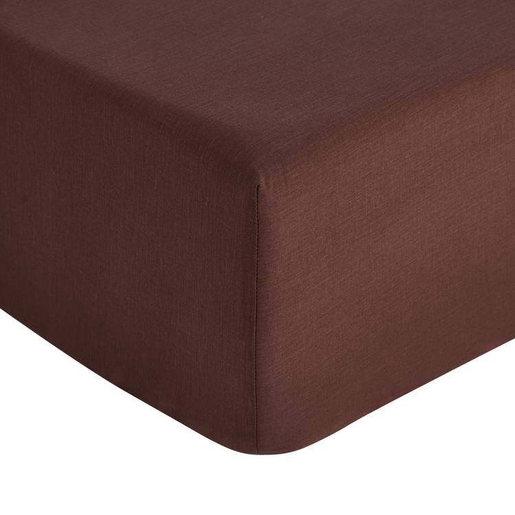 Habitat Cotton Rich Plain Chocolate Fitted Sheet - Double 0