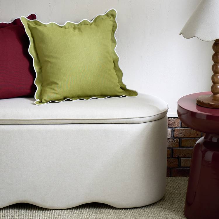 Habitat Scallop Cushion - Olive Green - 43x43cm 0