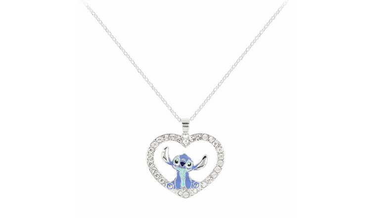 Disney Stitch Stone Set Heart Pendant Necklace