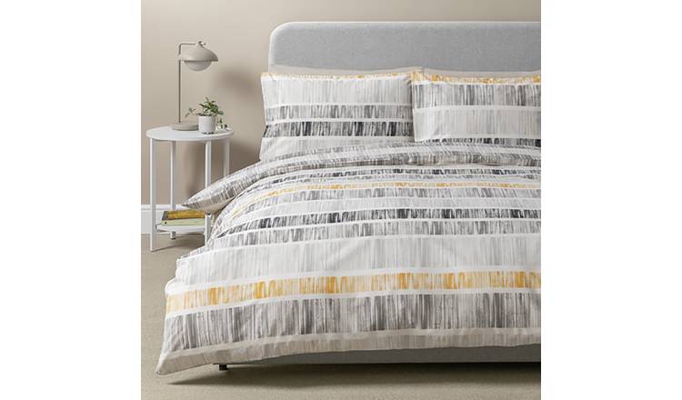 Habitat Mono Variegated Stripe Grey Bedding Set - Superking