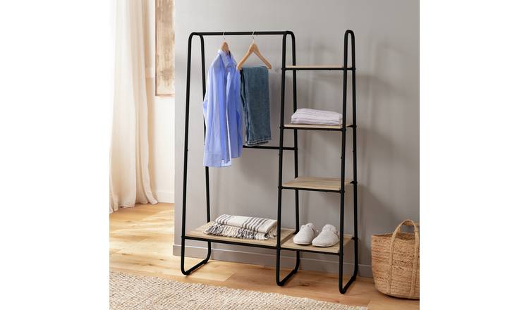 Argos Home Ryan Clothes Rail with Shelves - Black
