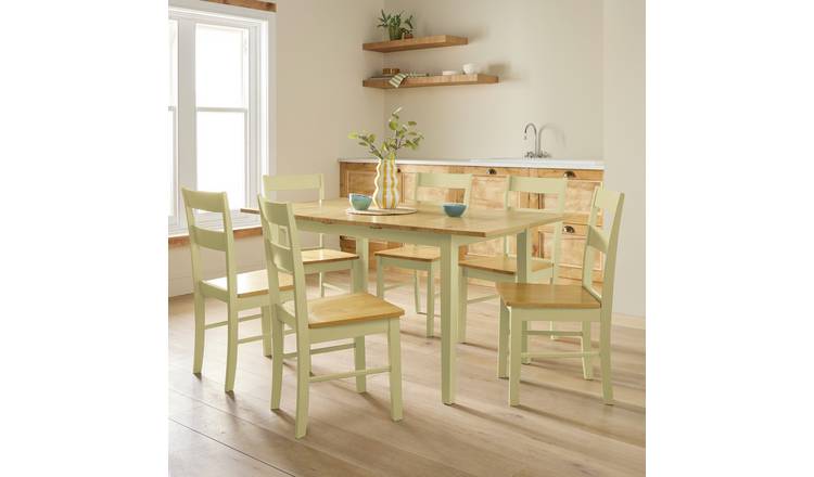 Argos Home Chicago Extending Cream Dining Table & 6 Chairs