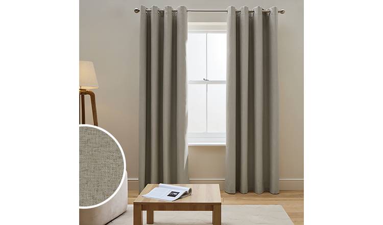 Habitat Blackout Pencil Pleat Curtains - Stone Grey - 137x117cm