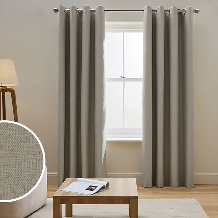 Habitat Blackout Pencil Pleat Curtains - Stone Grey - 137x117cm 0