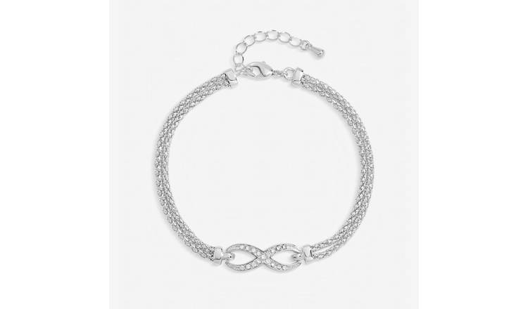 Inicio Silver Plated Pave Infinity Bracelet In Gift Pouch