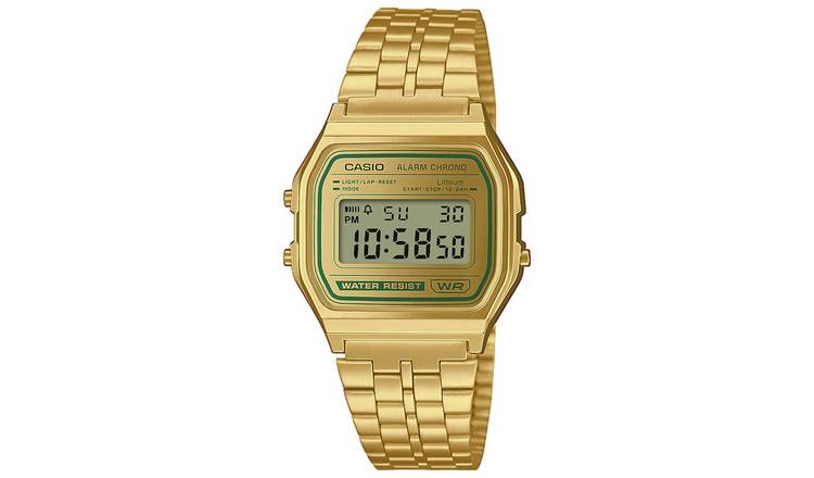 Casio Men's Vintage Green Dial Stainless Steel Watch