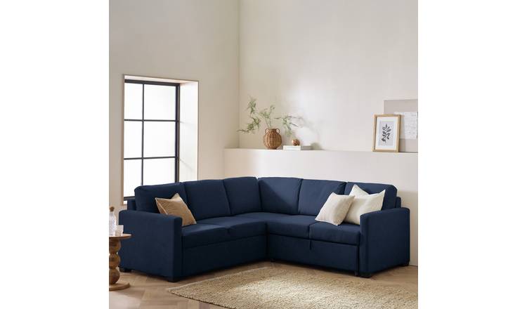 Habitat Reagan Fabric Corner Sofa Bed - Navy