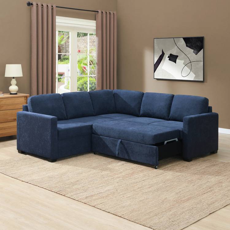Habitat Reagan Fabric Corner Sofa Bed - Navy 0