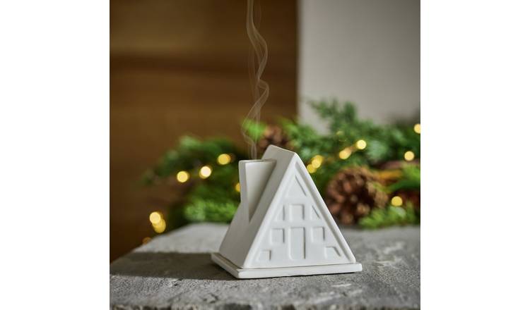 Habitat Ceramic House Shaped Incense Holder - White