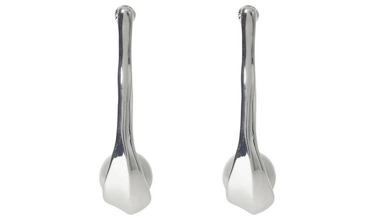 Liars & Lovers Silver Long Sculptural Pearl Hoop Earrings