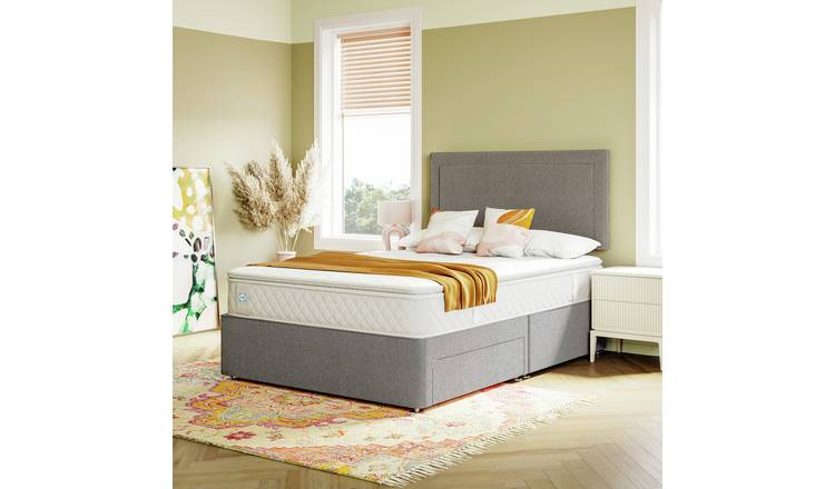 Sealy Pewter Double 2 Drawer Divan Bed - Grey