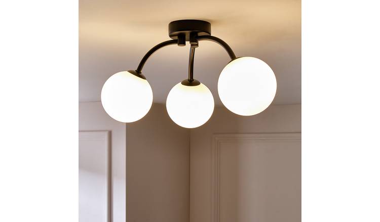Argos Home Opal Ball 3 Light Flush to Ceiling Light - Black