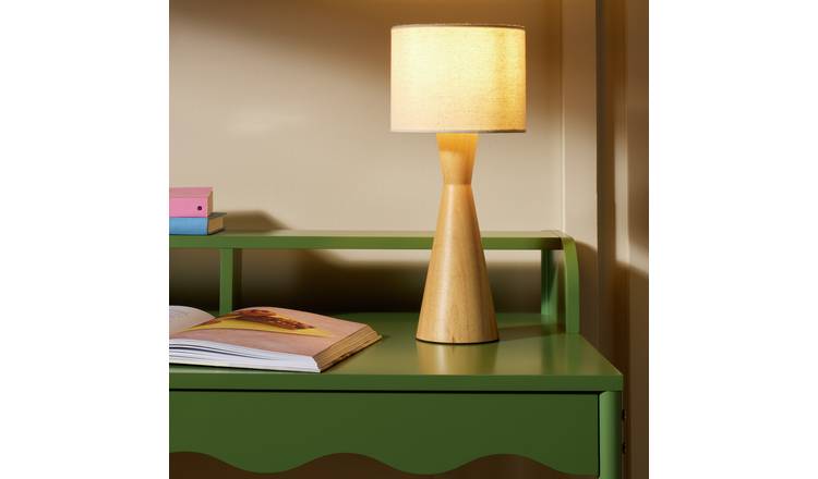 Argos Home Rubber Wood Table Lamp - Natural