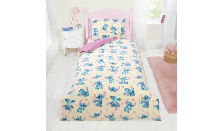 Disney Stitch Scrump Fleece Cream Kids Bedding Set - Single