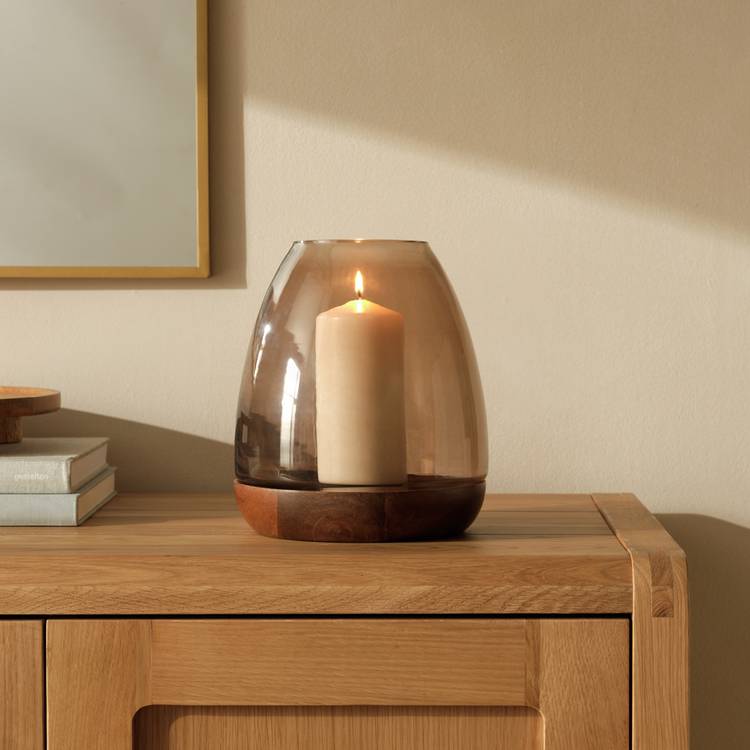 Habitat Hurricane Candle Holder - Brown 0