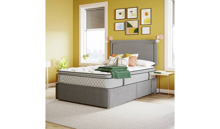 Sealy Pewter Single 2 Drawer Divan Bed - Grey