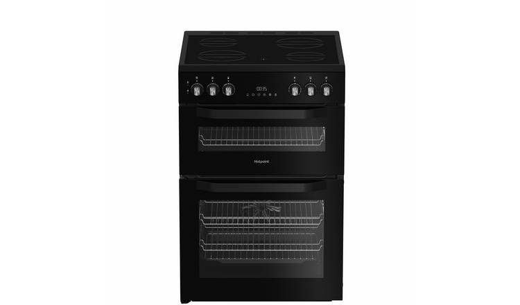 Hotpoint HDE6VDB1 60cm Double Oven Electric Cooker - Black