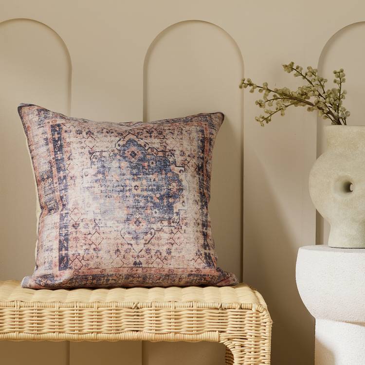 Habitat Chenille Tapestry Print Cushion - Cream - 43x43cm 0