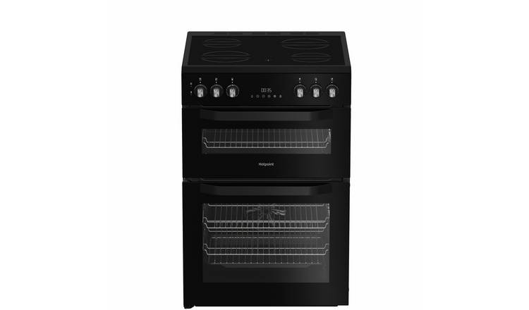 Hotpoint HTE6VDCB1 60cm Double Oven Electric Cooker - Black