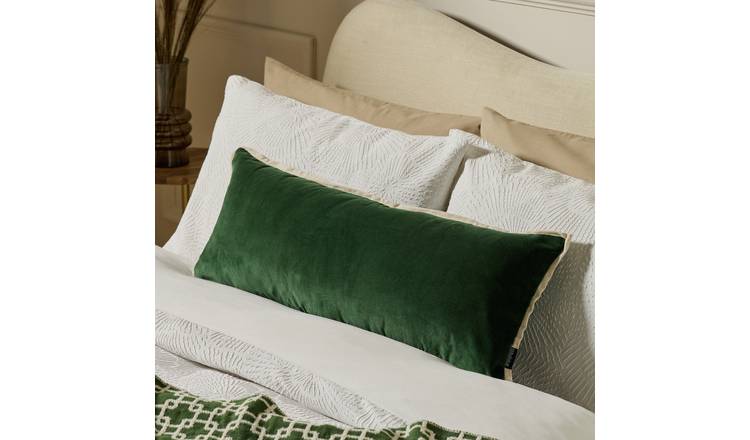 Habitat Lumbar Velvet Cushion - Green - 80x30cm