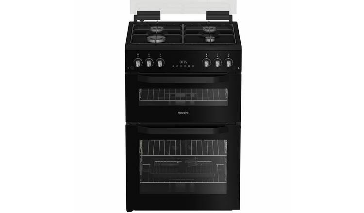 Hotpoint HTG6GDCB1 60cm Twin Cavity Gas Cooker - Black