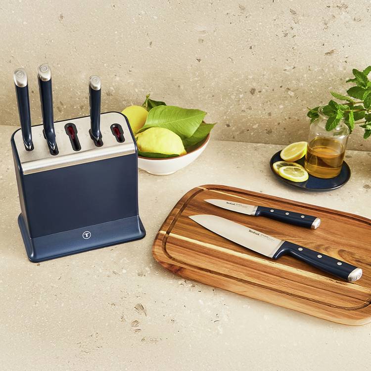 Tefal 5 Piece Knife Block - Blue 0