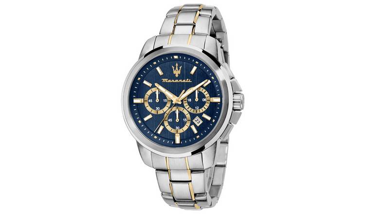 Maserati Chronograph Blue Dial Two Tone Bracelet Watch