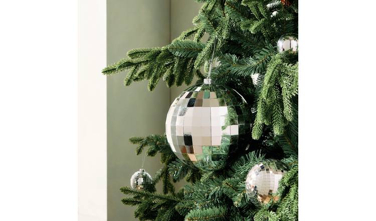 Habitat Big Single Silver Faceted Disco Christmas Bauble