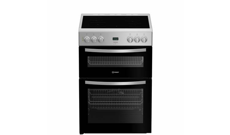 Indesit IDE6VDCS1 60cm Double Oven Electric Cooker - Silver
