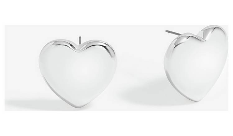Lipsy Silver Polished Puffed Heart Stud Earrings 