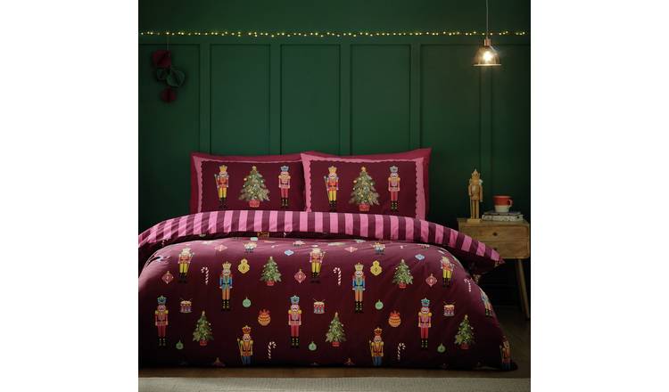 Catherine Lansfield Xmas Nutcracker Plum Bedding Set- Double