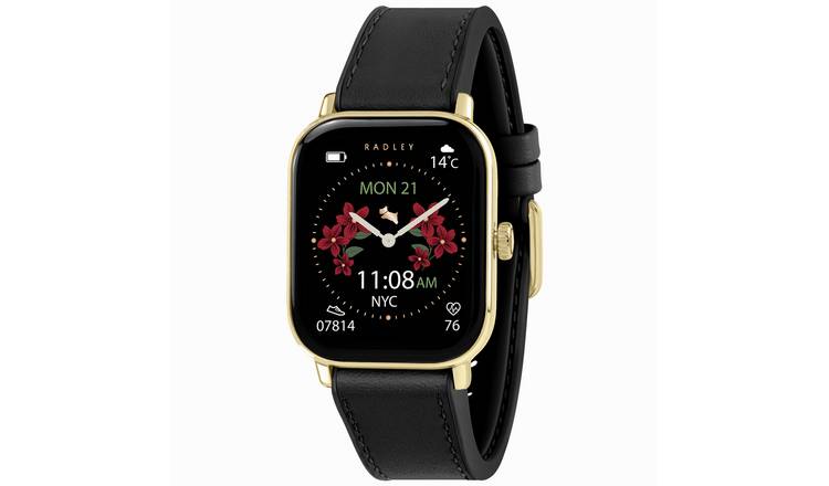 Radley Petite Case Black Leather Strap Calling Smart Watch