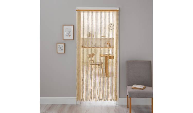 Little Black Book Beaded Door Curtain - Natural - 190x91cm