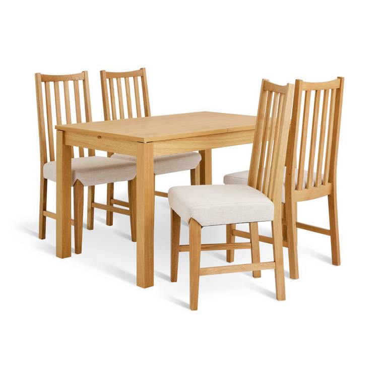 Habitat Clifton Extending Natural Dining Table& 4 Oak Chairs 0