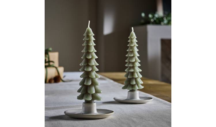 Habitat Christmas Tree Shaped Taper Candles - Pack of 2