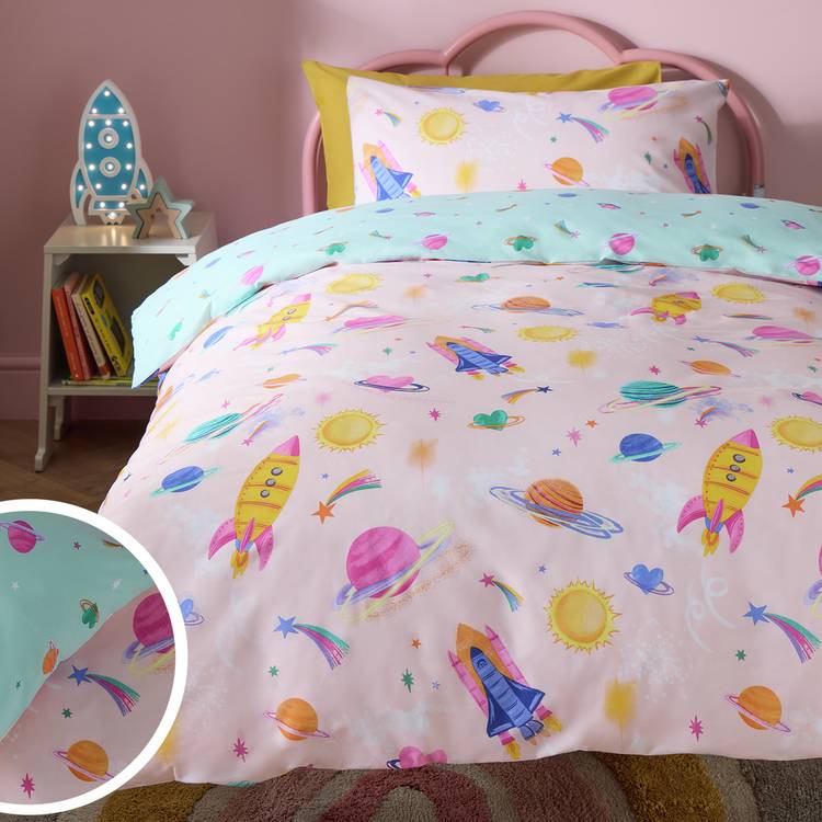 Habitat Space Girl Pink Kids Bedding Set - Double 0