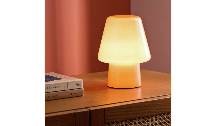 Habitat Flore Glass Table Lamp - Orange