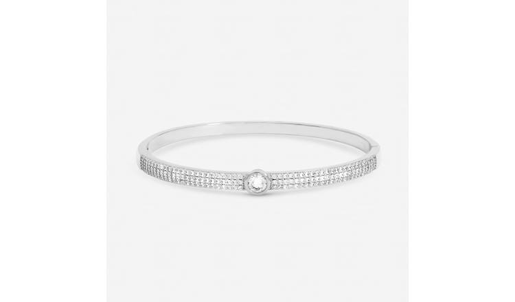 Jon Richard Silver Plated Crystal and Pave Stone Bangle