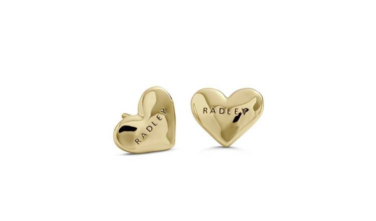Radley 18ct Gold Plated Hammered Heart Stud Earrings