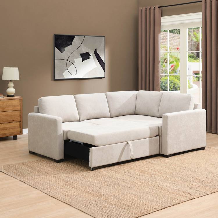 Habitat Reagan Fabric Right Hand Corner Sofa Bed - Natural 0