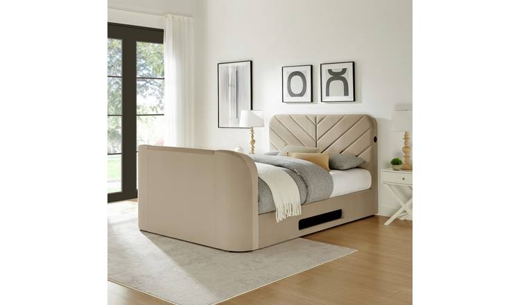 Koble Chevron Double Smart TV Bed - Mink