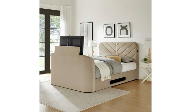 Koble Chevron Kingsize Smart TV Bed - Mink