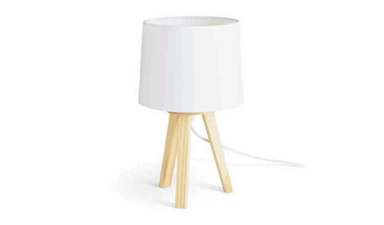 Argos Home Pine Mini Tripod Table Lamp - White