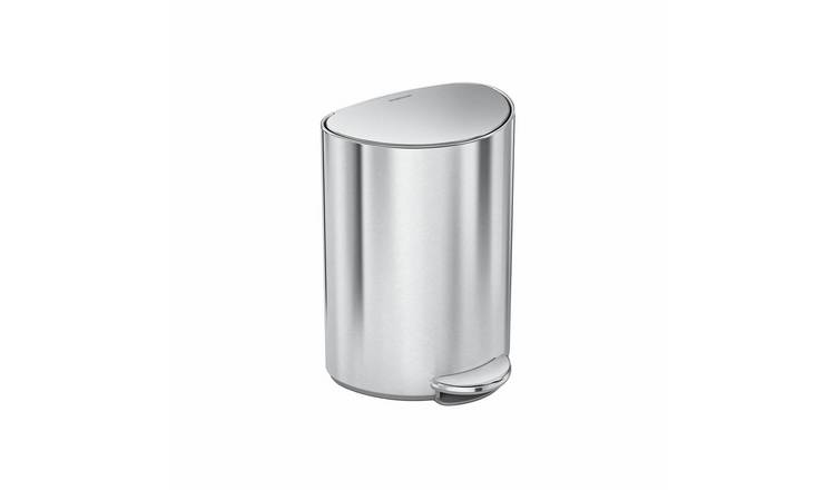 Simplehuman 6L Semi Round Bathroom Bin - Stainless Steel